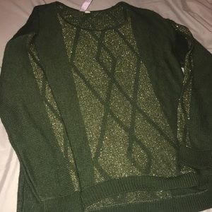Green Gold Sparkly Sweater
